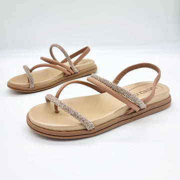 Beira Rio 8513-100 Round Toe Flat Sandal in Nude